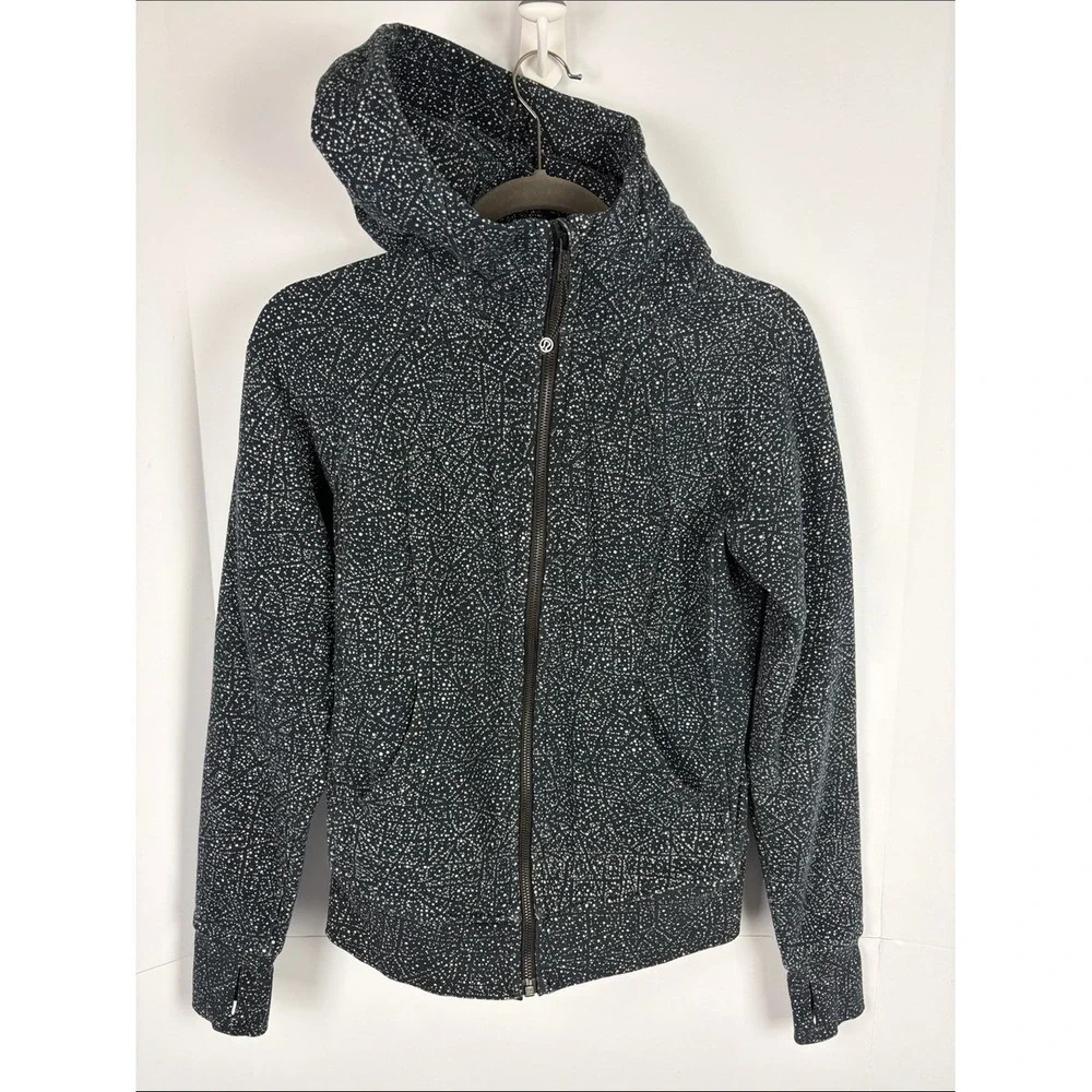 Lululemon Scuba Hoodie 4 Night View White Black Cotton Fleece Full Zip
